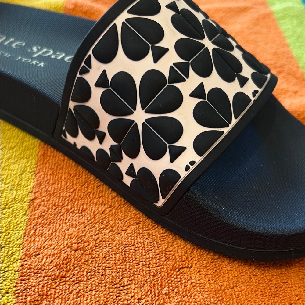 kate spade Navy and White Floral Slide Sandals - Picture 15 of 15